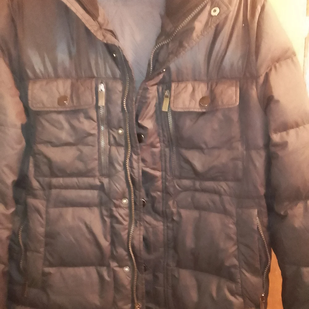 Michael Kors Black Puffer Quilted Down Hooded Snap Button Zip Up Jacket‎ Small